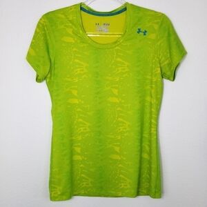 UNDER ARMOUR Green, Yellow, Blue Fitted Top, M